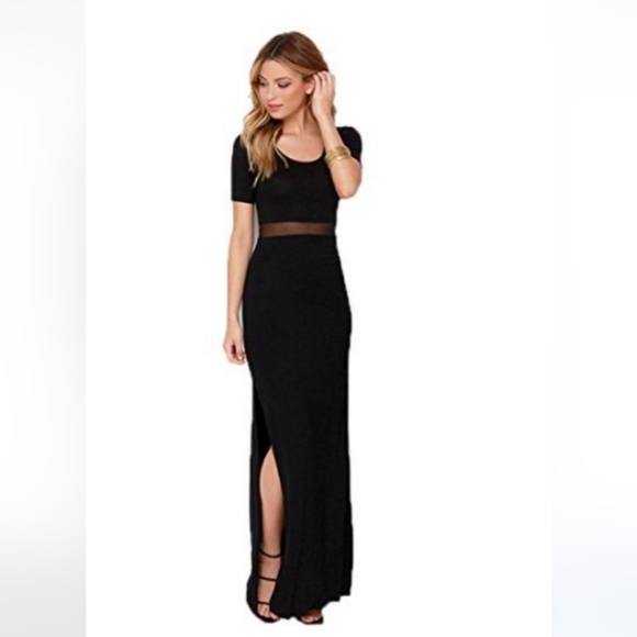 Lulus Lulu’s Black Sheer Mesh Cutout Maxi Dress - Picture 1 of 7